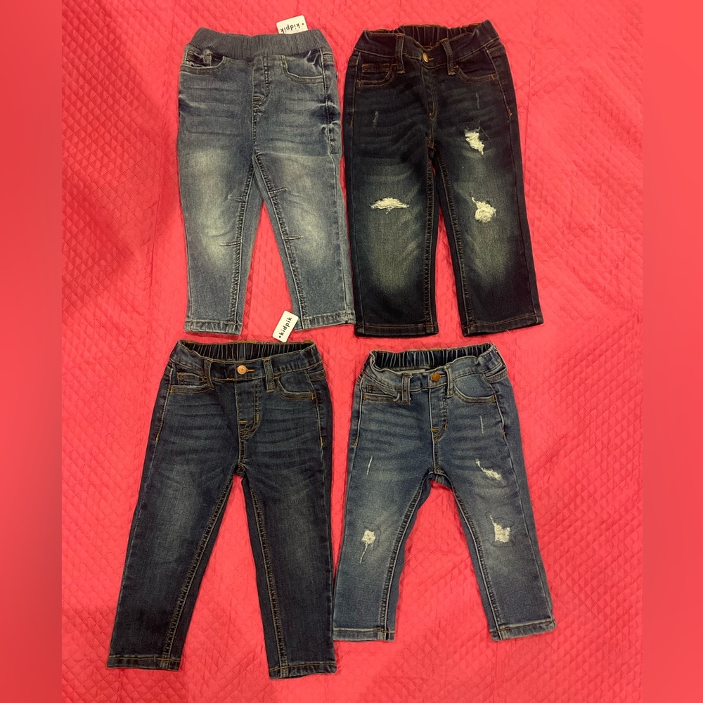 Toddler Bundle Size 18M Boys Girls Denim Jeans Pants - 4 pairs